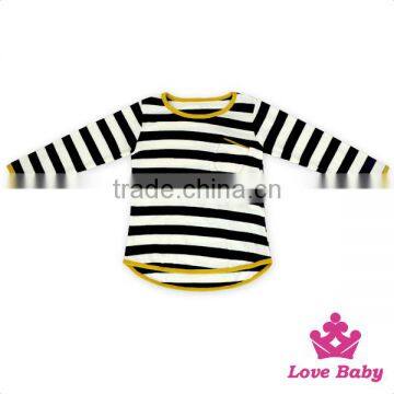 Kids Girls Fall Cotton Long Sleeve Black And White Striped Shirt And Mustard Pants Children's Boutique Clothes Wholesale Price photo-5