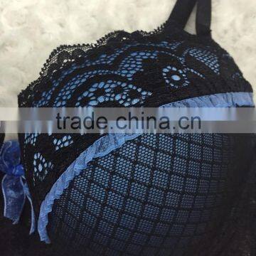 Hot Sale Girl Underwear Elegant Comfortable High Quality Molding Cup Sexy Lace Net Bra Panty photo-2