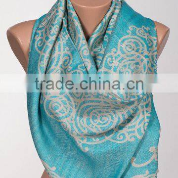 Long Scarf or Shawl or Neck Wrap. Mothers Days Scarf. Fall Oversize Scarf Wrap. Turquoise and Beige. photo-4