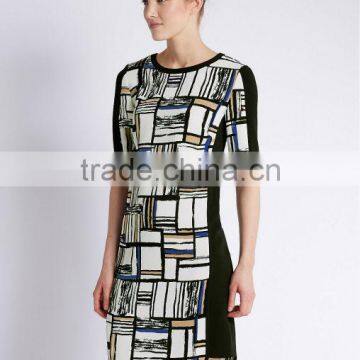 Cross Hatch Print Tunic Dress