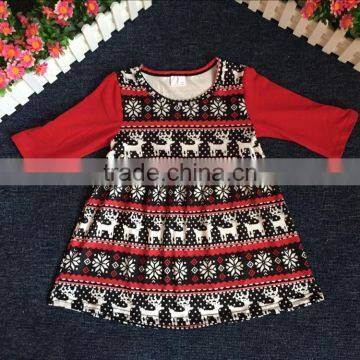 fashion children reindeer print long frocks kids fall dress giggle moon remake