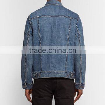 High Quality Endurable Mens Lapel Shawl Collared Button Closured Men's Denim Jeans Jacket With Two Chest Pockets photo-3