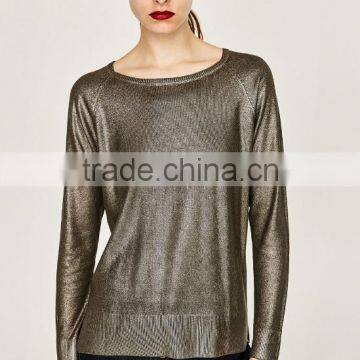 Women's Metallic Yarn Mondren Knitting Loose Sweater With High Quality photo-3