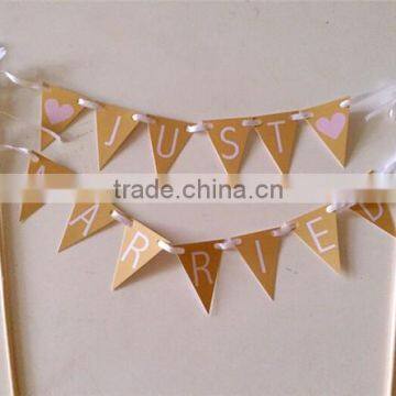 Vintage Cake Topper Cake Flags Baner/Bunting Engaged, Happy Birthday, Just Married photo-4