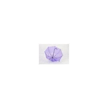 Purple Dome Clear PVC Umbrella J Shape For Event / Plastic Handle