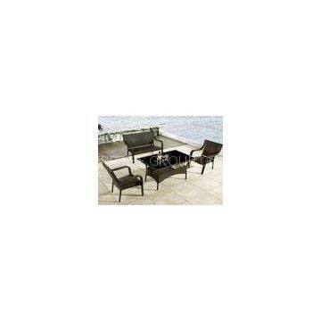 Sun Room Furniture Plastic Rattan Dining Sets Outdoor , Dark Coffee