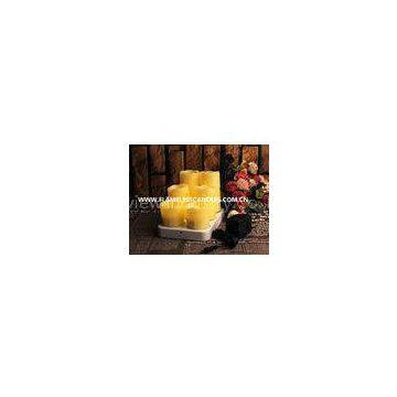 Flameless LED Candles / Large White Pillar Candles With Moving Sensor And Wavy Edge