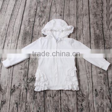 2016 yawoo white cotton long sleeve ruffle designs hoodie cardigan fall boutique girl clothing