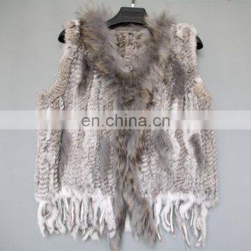 Real Rabbit Fur Knitted Weaven Pattern Fur Vest/gilet photo-5