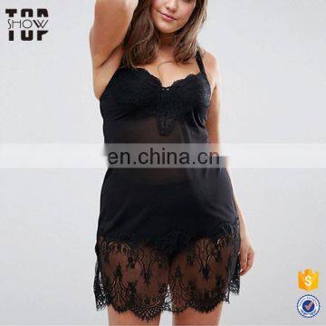 China factory lace hem plus size evening dress for fat women