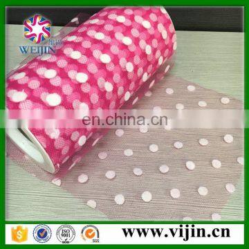 nylon flocking dots tulle mesh for flower wrapping,party decoration