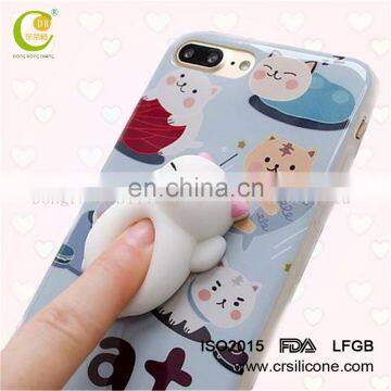 Amazon Hotselling Custom Fashion 3D Squishy Kneading Cat Phone Case for iPhone 6/6 Plus