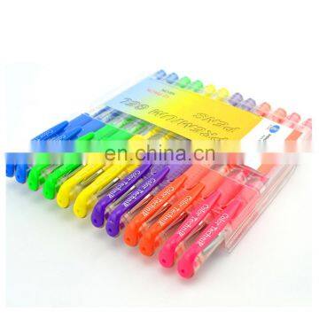 office and school promotion stationery set includes glitter/metallic and fluorescent color gel ink pen with pvc packing