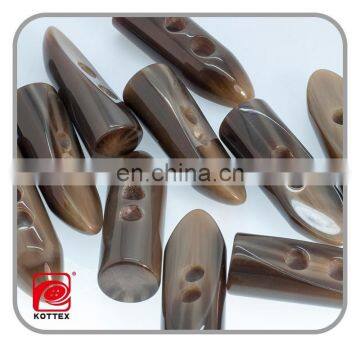 Shinny Brown Horn Color Rod Barrel Resin Garment Toggle Could With The Leather