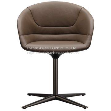 Dining Room Furniture Leather Cushion Aluminium Base Fiberglass Dining Chair photo-5