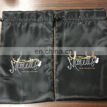 Custom black hair extension bundles satin bag or hair storage bag