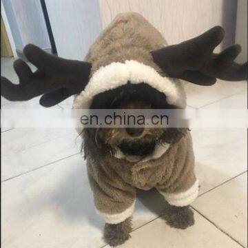 Cute Pet Dog Fleece Clothes Christmas Cosplay Winter Overcoat Cartoon Elk