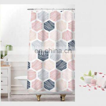 i@home wholesale geometric stripe polyester printed shower curtain modern bathroom