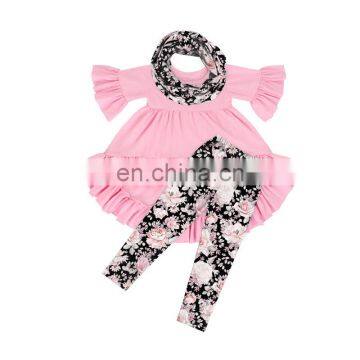 Girl 3 PCS Floral Fall Outfit Kids Boutique Clothing Girls Clothing Set photo-3