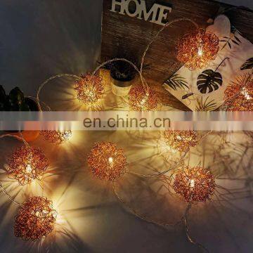 2020 New Iron Wire Ball String LED Battery Metal Ball String Light