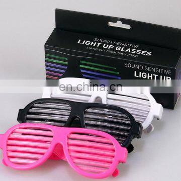 Plastic Light Up Sound sensitive glasses with custom color