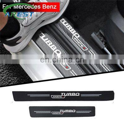 4pcs car Carbon fiber cloth Door Sill Strip for Mercedes Benz AMG W210 GLC B200 W221 W212 W205 W211 C180 C200 TURBO 4MATIC