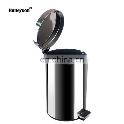 Honeyson hot 12L hotel round stainless steel waste dust bin