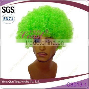 cheap wholesale small green afro synthetic party wigs men