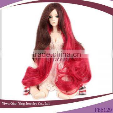 very beauty long curly red synthetic BJD doll hair wig wholesale price