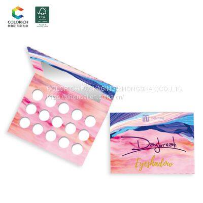 Wholesale magnetic material empty eye shadow palette with mirror paper packaging box