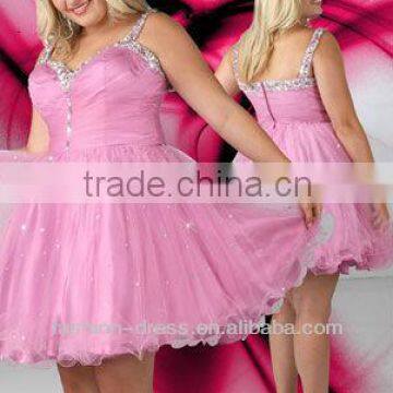 2013 Sexy Pink Spaghetti Straps Mini Romantic Gown Prom