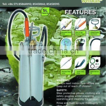 (4582) 5L stainless steel pressure hot water sprayer with viton seal
