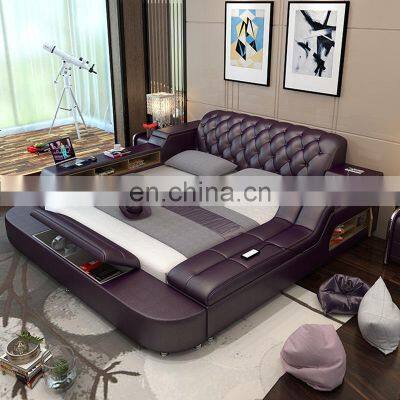 Multifunctional Smart Bed Bedroomsets Leather Modern Bed Tatami Luxury Massage Double Single Bed photo-3