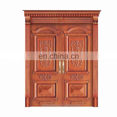 China top carved solid wooden front doors teak wood main double door designs