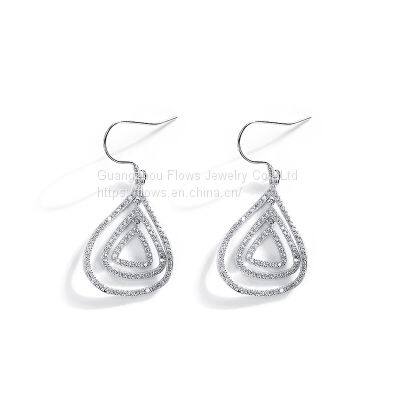 S925 Sterling Silver Jewelry Ladies Earrings Full Diamond Earrings Fashion Triangle Earrings Factory Wholesale