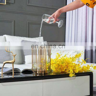 Popular Design Home Decor Luxury Nordic Porcelain Gold Flower Ceramic Decoration Small Marble Vase For Table photo-3