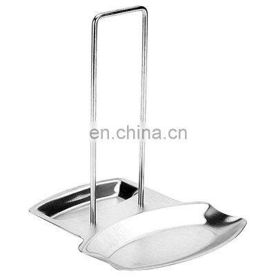 High Quality Stainless Steel Pan Pot Cover Lid Rack Shelf Stand 2 in 1 Kitchen Tool Spoon Rest and Pot Lid Holder photo-2