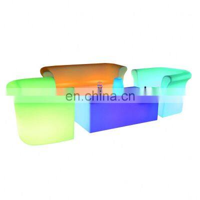 U Shaped Set Led Sectional Led Sofa Table Led Night Club Furniture Sofas for Home Plastic White Outdoor Sofa photo-4