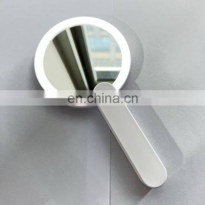 New Design Custom Pocket Size Plastic Handheld Led Makeup Mirror With Sliding Handle