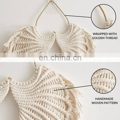 Hot Selling Macrame Angel Wings Wall Decor With Long Tassel Macrame Wall Hanging Art Decor Wholesale photo-2