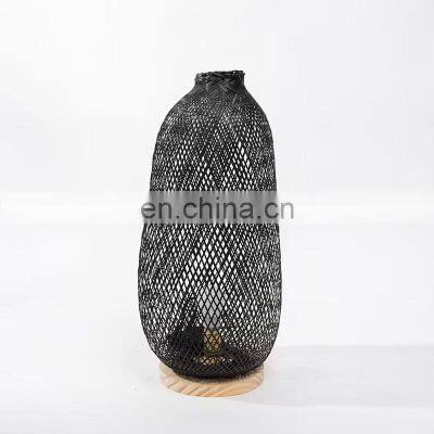 Hot Sale High Black Bamboo Bamboo Floor Lamp Wicker Lampshade With Wooden Base Many Sizes Vietnam Manufacturer photo-2