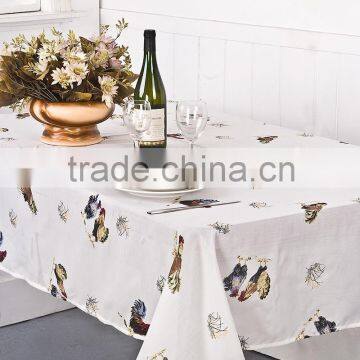 1PC White Printed Linen Texture Tablecloth