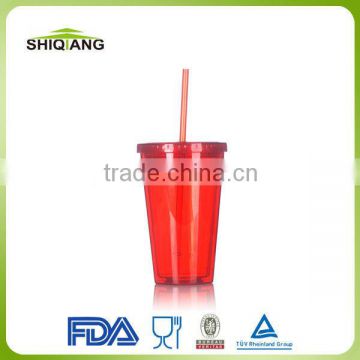 450ml high quality paper inserted plastic tumbler with lid and straw china supplier