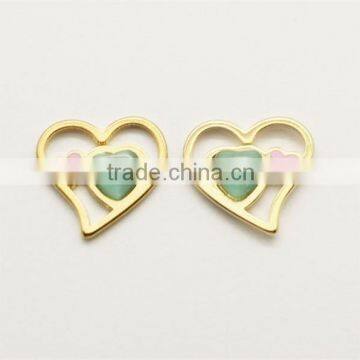 Cute Stainless Steel Stone Stud Earrings Heart Shaped Earrings