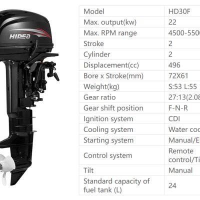 CE-Certified High-Quality Hidea 2-Stroke Outboard Motor, 30HP, Ideal for Fishing & Leisure Boats, Global Shipping