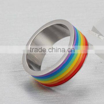New Stainless Steel Gay Men Ring Rainbow Full Color Ring Silver Ring Gay Men Ring photo-5
