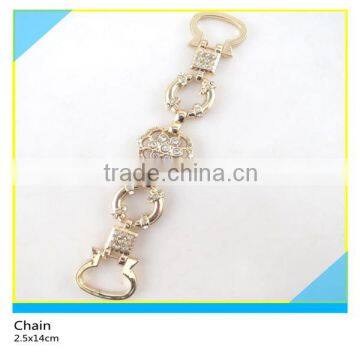 Glass Crystal Chatelaine Size 2.5x14cm Plated Golden Alloy mix Crystal Chain