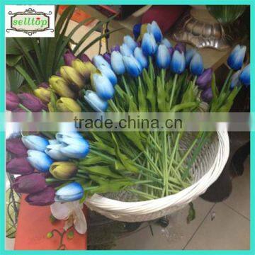 34cm mini pu tulip real touch blue tulip flower