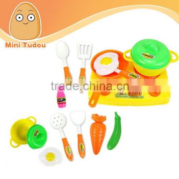 China Manufacturer kids play house Kitchen toys Simulated Tableware Gas stove Pot Frying pan