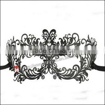 Luxury Black atistic Metal Laser Cut Venetian Mask Innovation Rhinestones